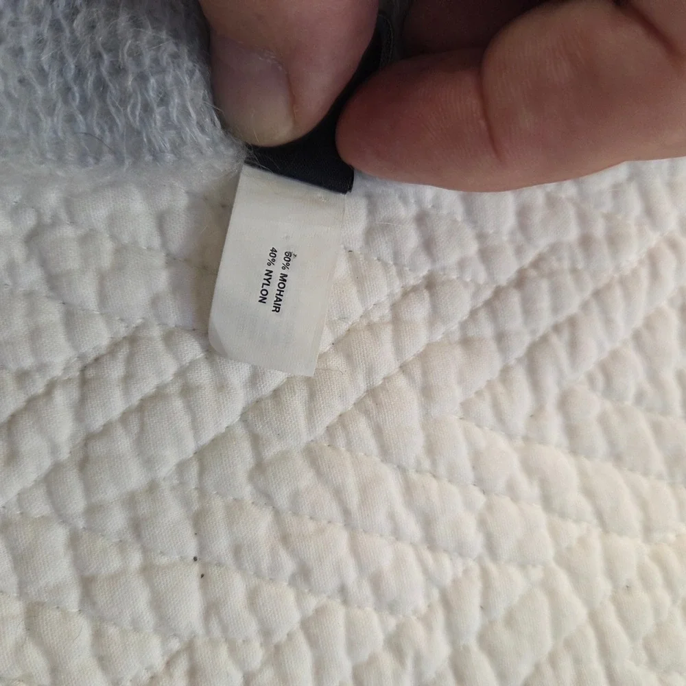 GAP Light Blue Mohair Blend Fuzzy Open‎ Knit Rectangle Scarf Snowflake Logo